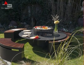 Manua Loa - mebel ogrodowy, stół z ławkami, grill, biokominek ogrodowy