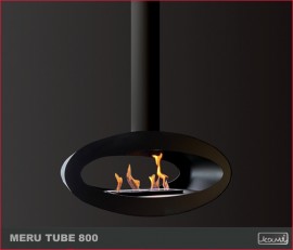 Meru Tube 800 - biokominek nowoczesny, sufitowy, owalny, do salonu
